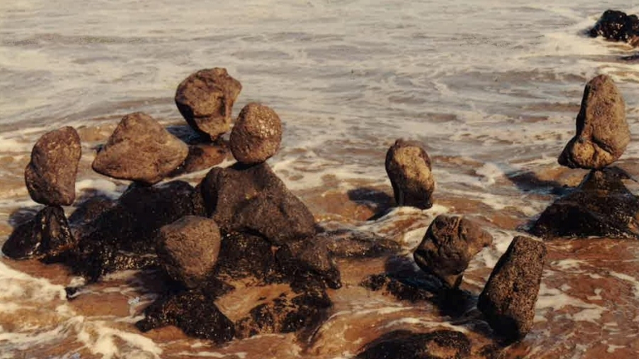 An artists interpretation of family surrounded by wild waters.